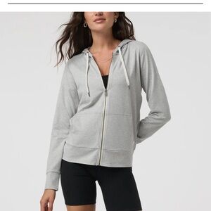 Heather Gray Zip-Up Hoodie with Hood and Long Sleeves